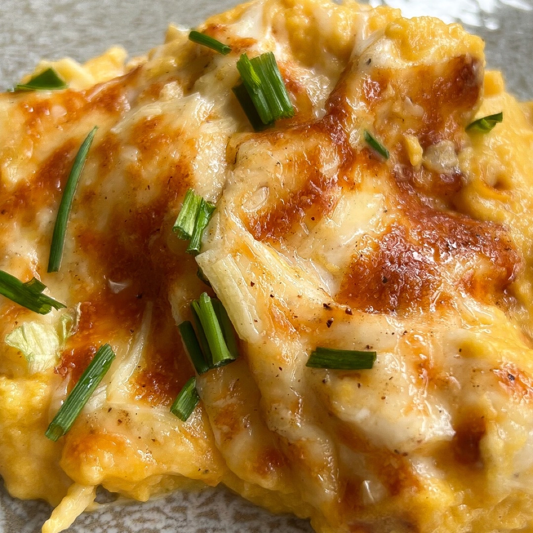 Gratinado de pasta al huevo, salsa de calabaza y dos quesos Paso 5 Gratinado de pasta al huevo, salsa de calabaza y dos quesos Paso 5