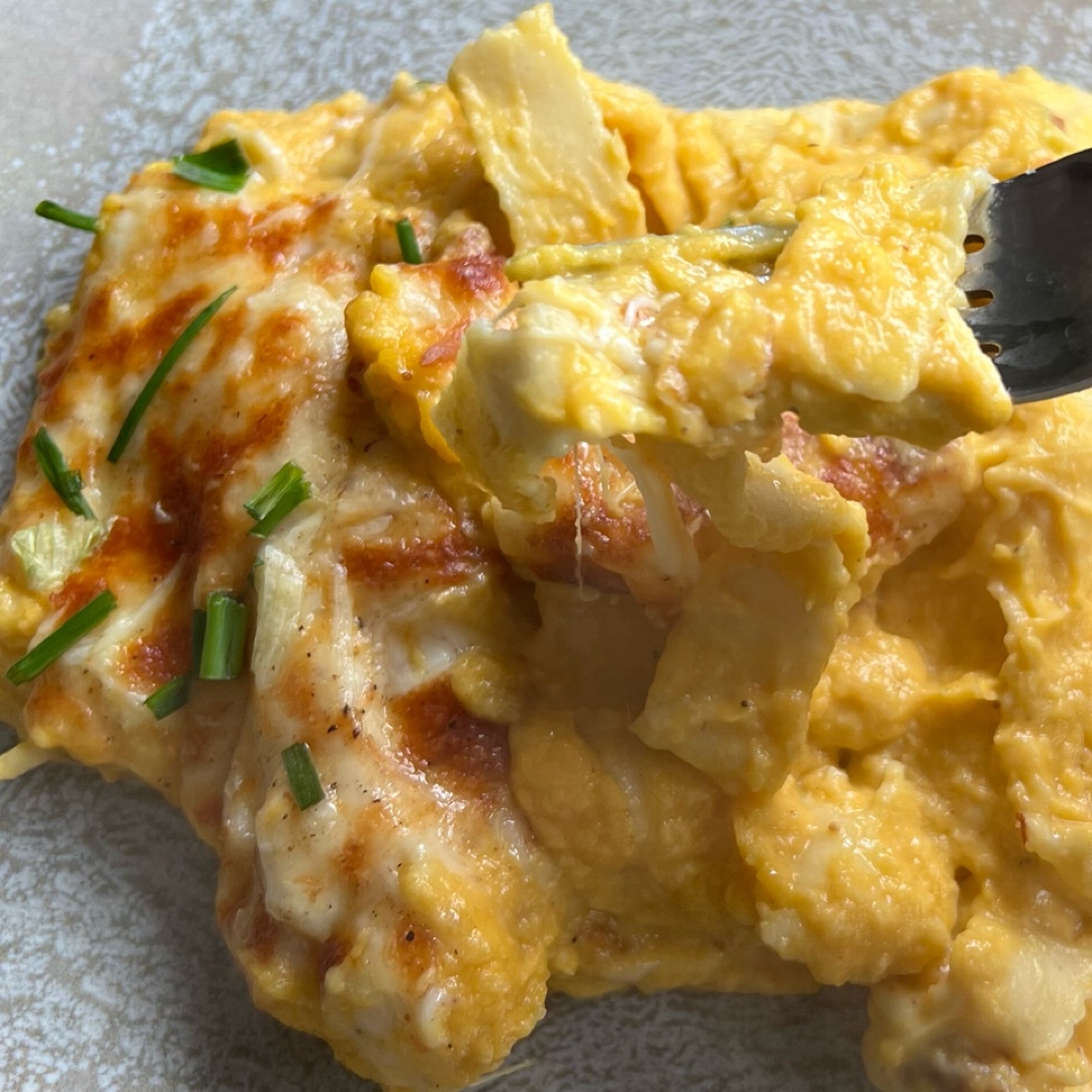 Gratinado de pasta al huevo, salsa de calabaza y dos quesos Paso 6 Gratinado de pasta al huevo, salsa de calabaza y dos quesos Paso 6
