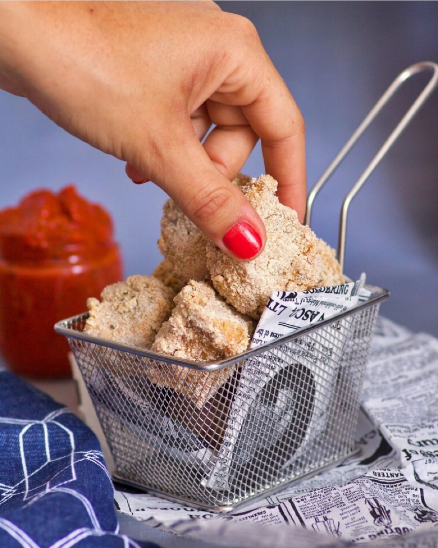Nuggets super crujientes veganos de seitán Paso 2 Nuggets super crujientes veganos de seitán Paso 2
