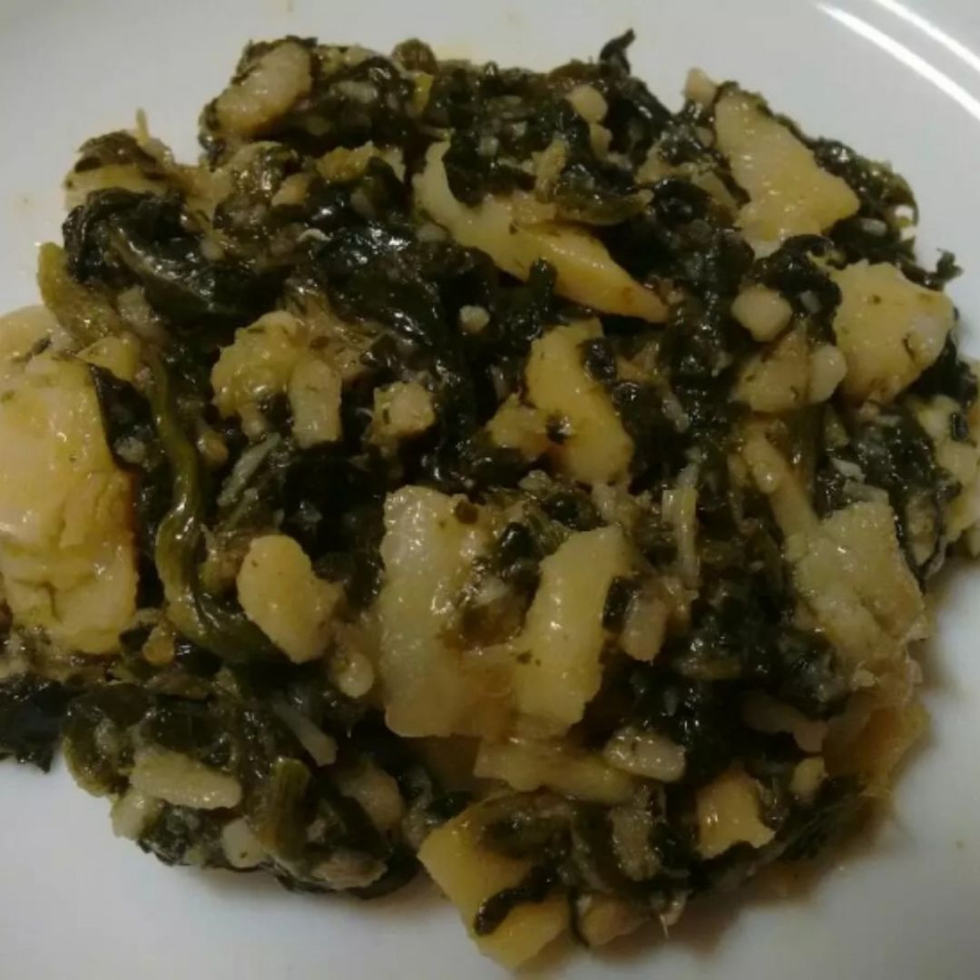 Bacalao con espinacas y patata Bacalao con espinacas y patata