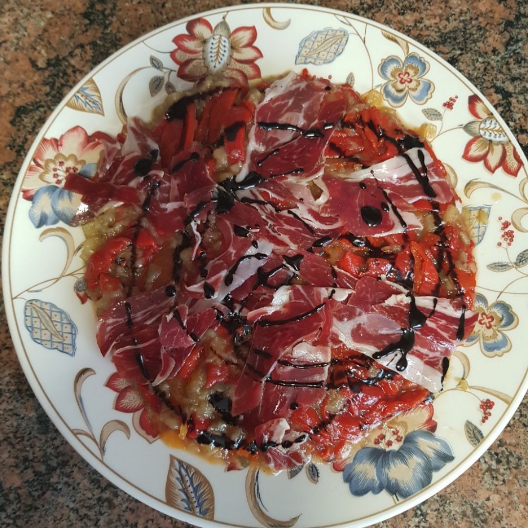 Pimentada con berenjena y jamón Pimentada con berenjena y jamón