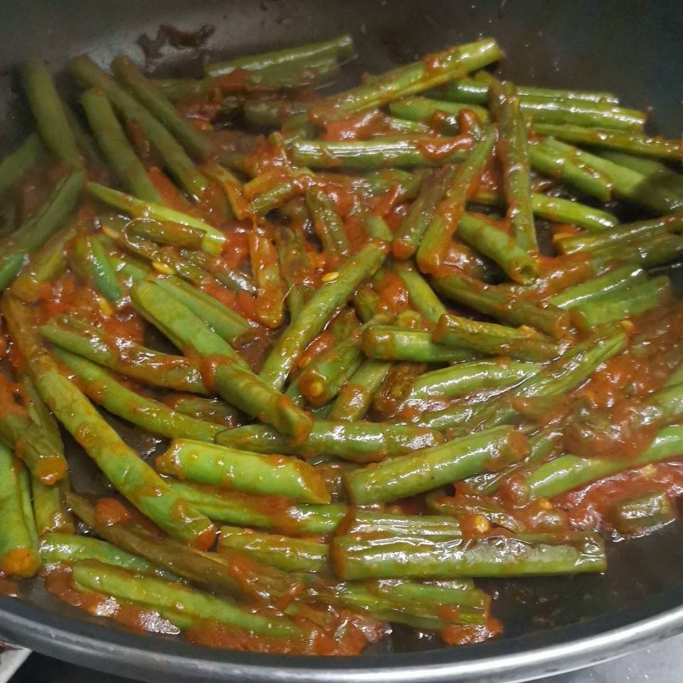 Judías verdes con tomate frito