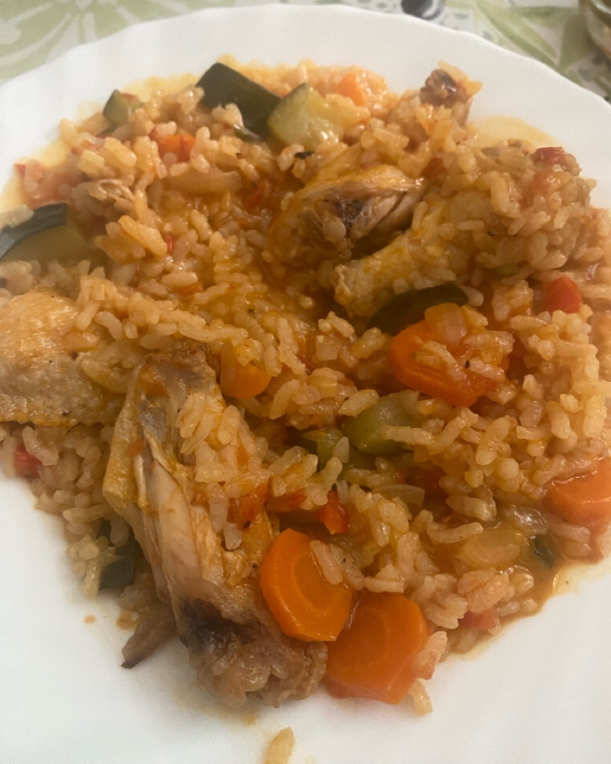 Arroz meloso de verduras y pollo Arroz meloso de verduras y pollo