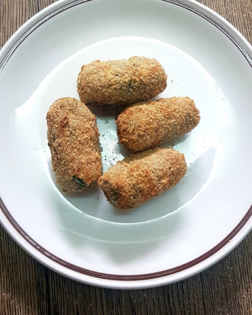 Croquetas de espinaca , merluza i parmesano 