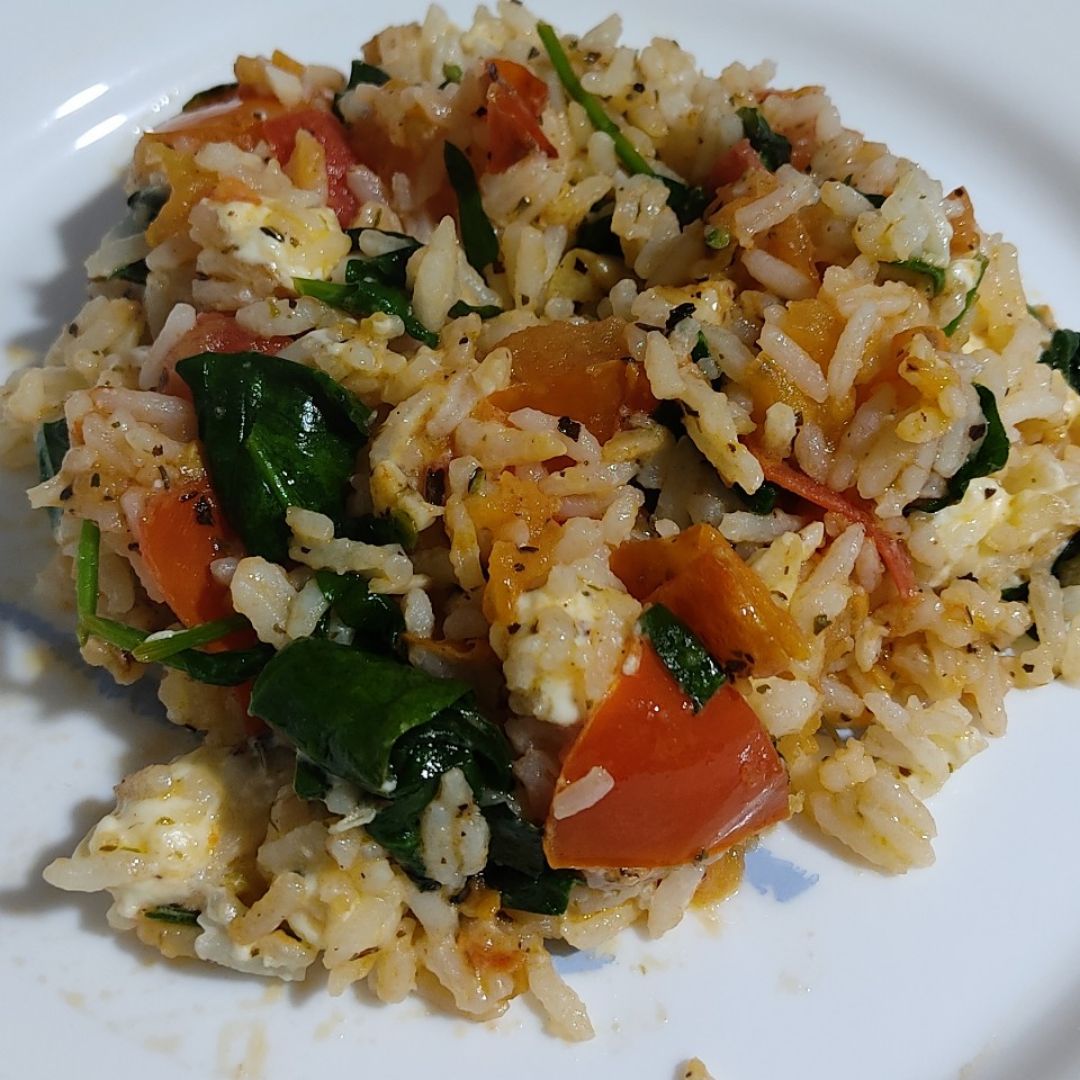 Arroz con espinacas y queso feta Arroz con espinacas y queso feta