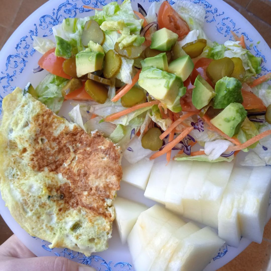 Tortilla de claras de cebolla, puerro y calabacín Paso 6 Tortilla de claras de cebolla, puerro y calabacín Paso 6