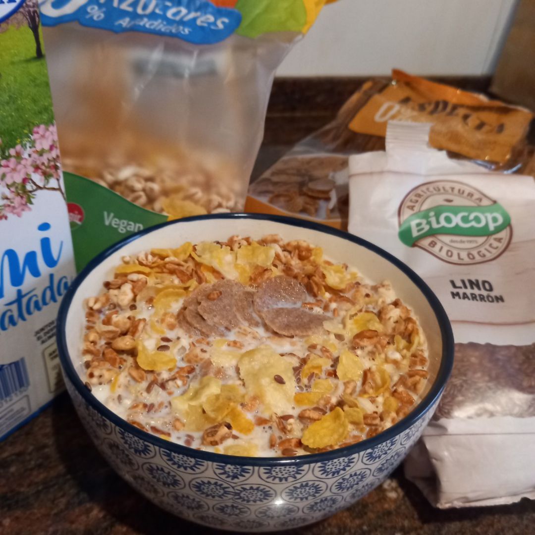 Bol de cereales varios integrales y leche Bol de cereales varios integrales y leche