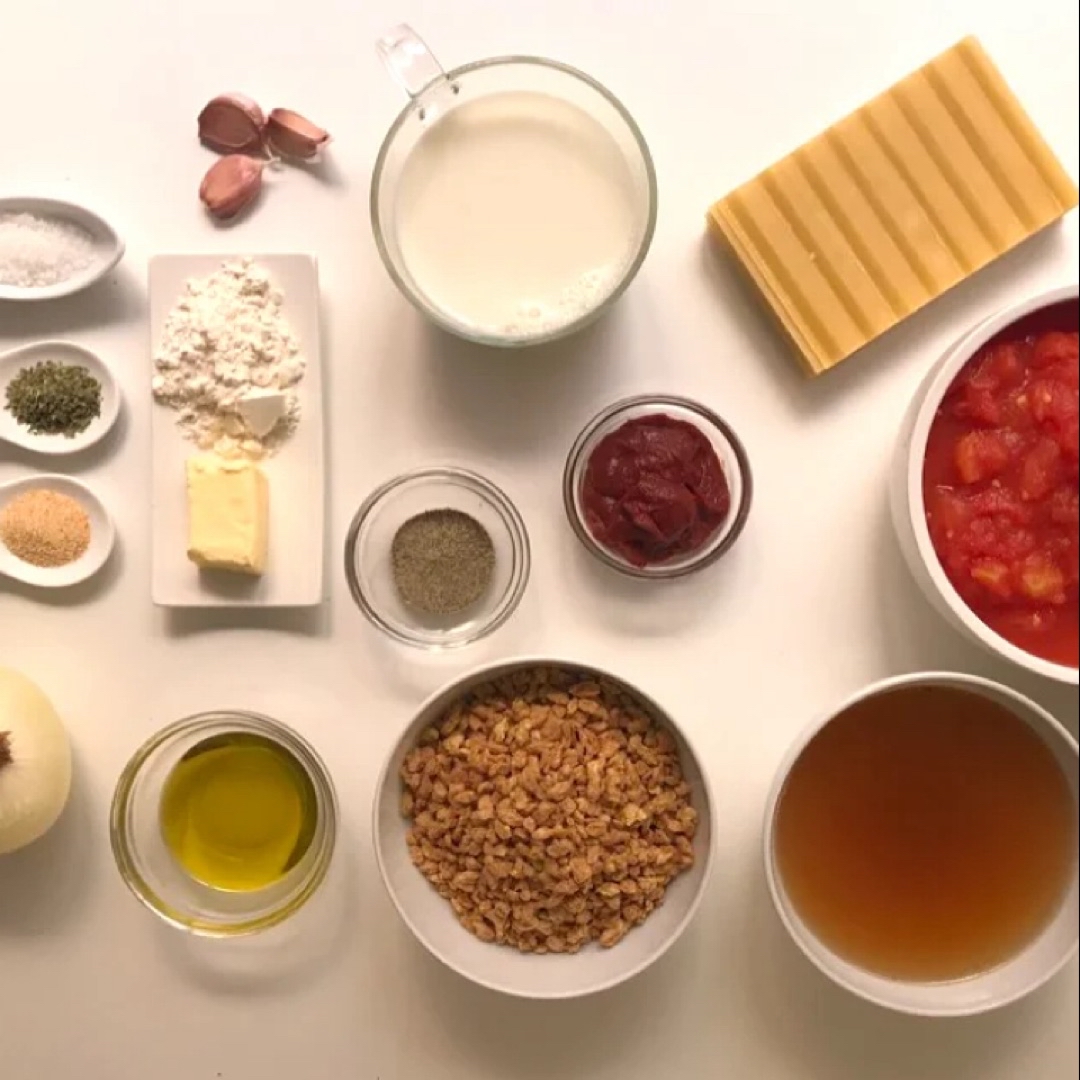 Lasaña de soja texturizada Paso 1