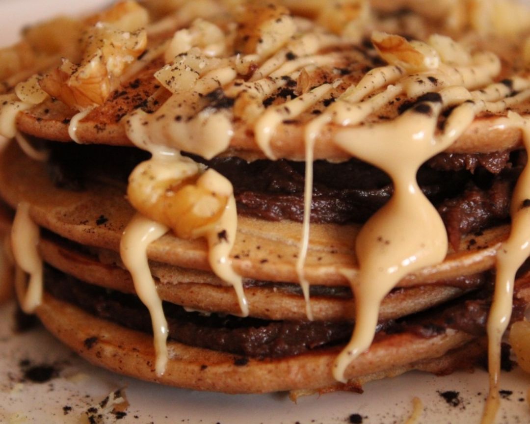 Tortitas rellenas de crema de cacao realfood Tortitas rellenas de crema de cacao realfood