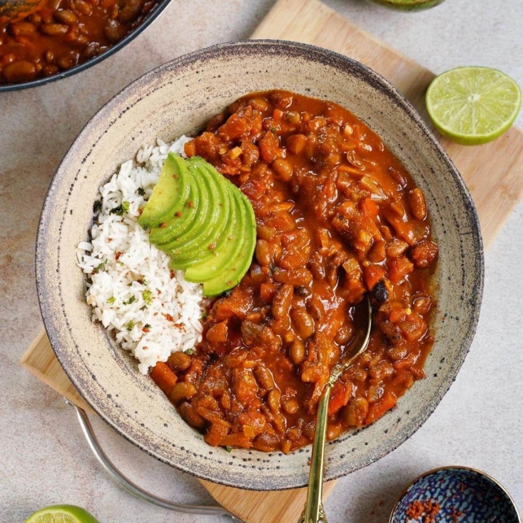 Chili vegano con arroz Chili vegano con arroz