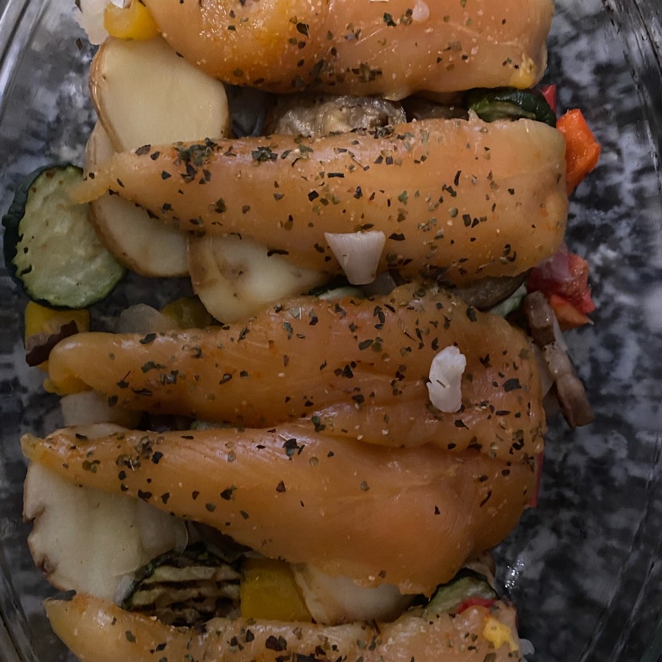 Pechuga de pollo con verduras al horno