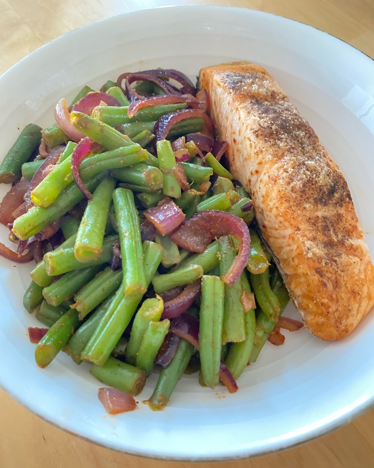 Judías verdes al Pimentón y Salmón Judías verdes al Pimentón y Salmón