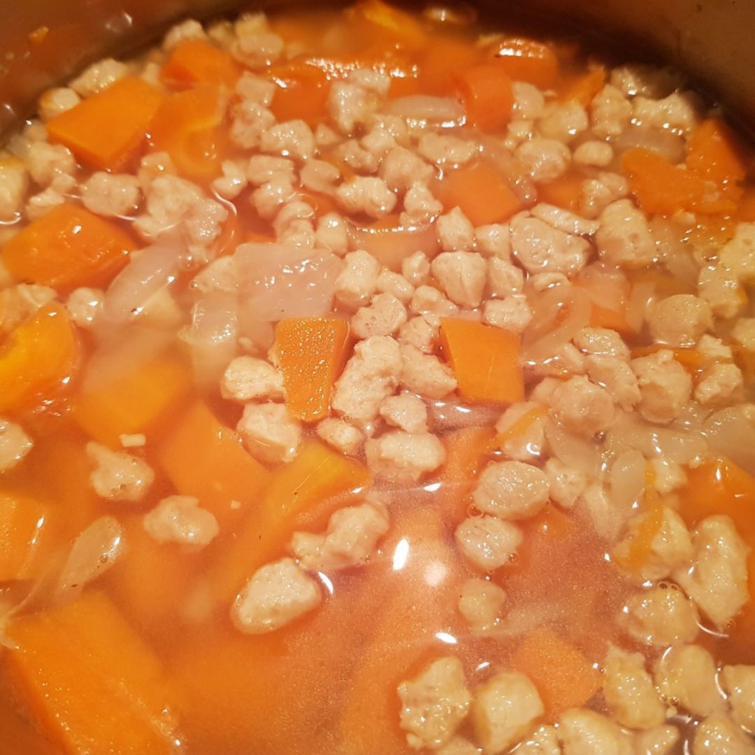 Crema de calabaza, zanahoria y soja texturizada Paso 3 Crema de calabaza, zanahoria y soja texturizada Paso 3
