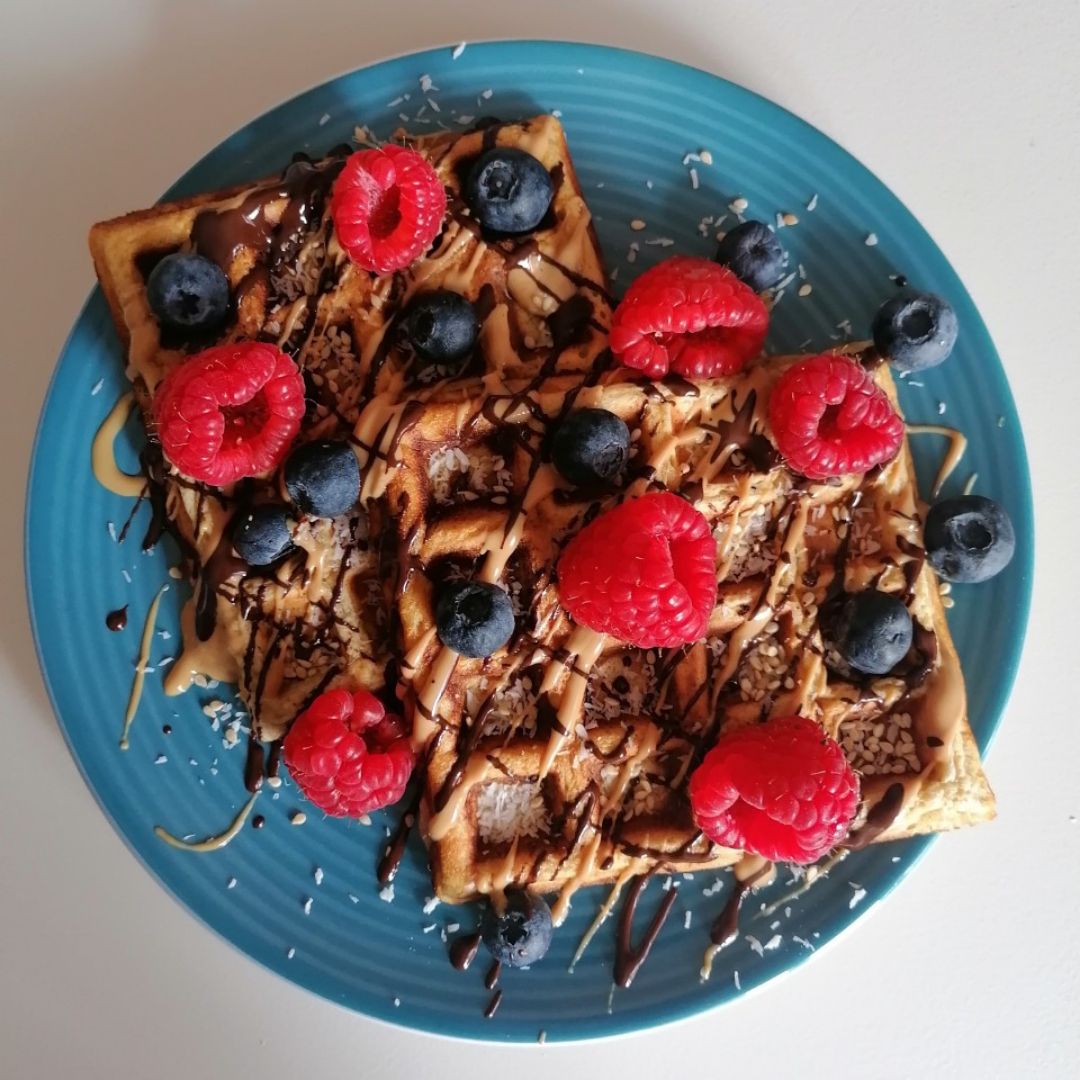 Gofres de plátano y coco