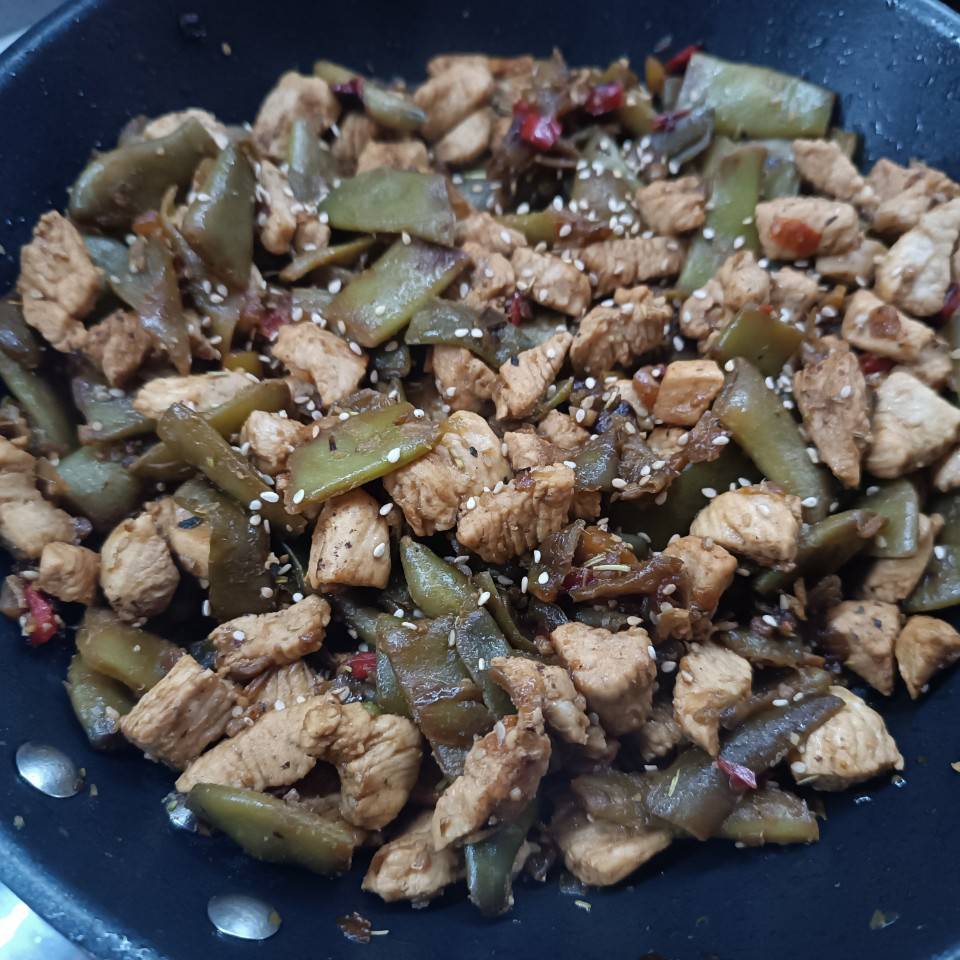 Pavo con verduras y soja Pavo con verduras y soja