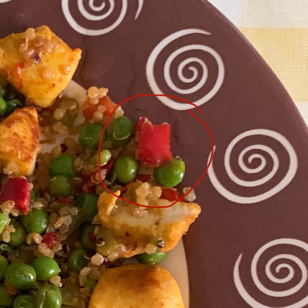 Quinoa con guisantes, pimiento y pollo al curry Paso 1 Quinoa con guisantes, pimiento y pollo al curry Paso 1