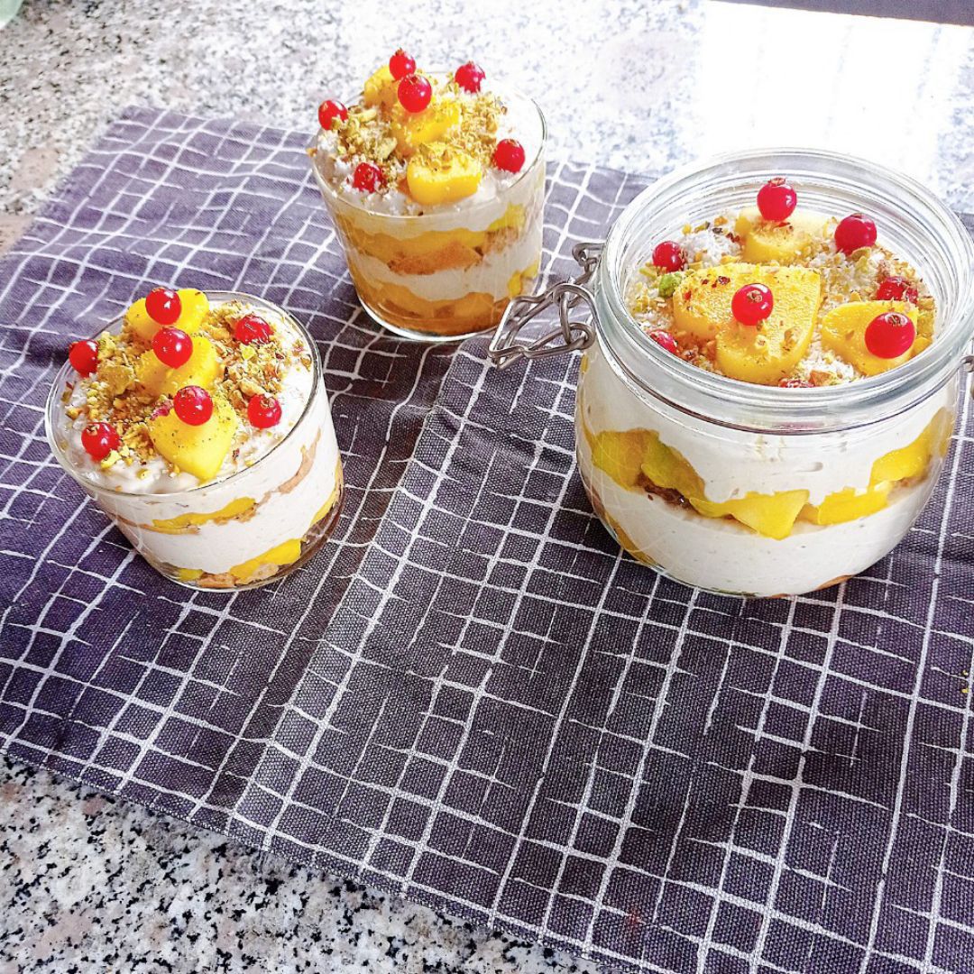 Tiramisú con mango 🥭 y mascarpone vegetal 💚 Tiramisú con mango 🥭 y mascarpone vegetal 💚