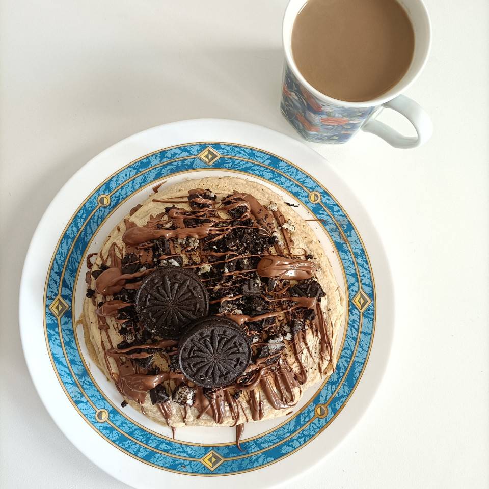 Tortitas de avena con nocilla sin azúcar y oreo sin azúcar 🥞