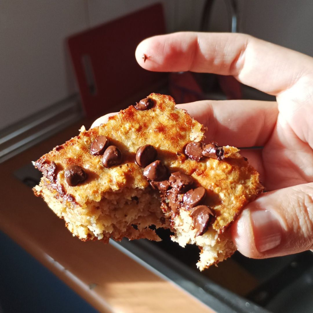 Bizcocho de plátano y avena proteico Paso 1