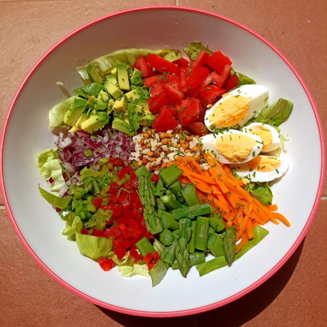 Ensalada de lentejas y arroz Paso 1