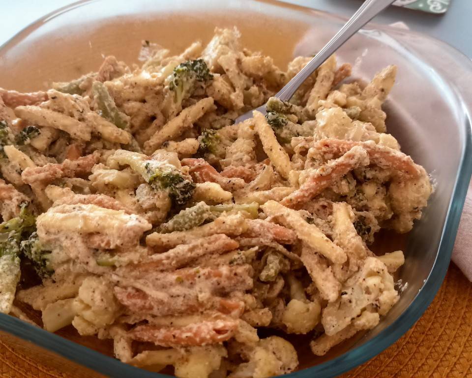 Pasta carbonara proteica vegana Pasta carbonara proteica vegana