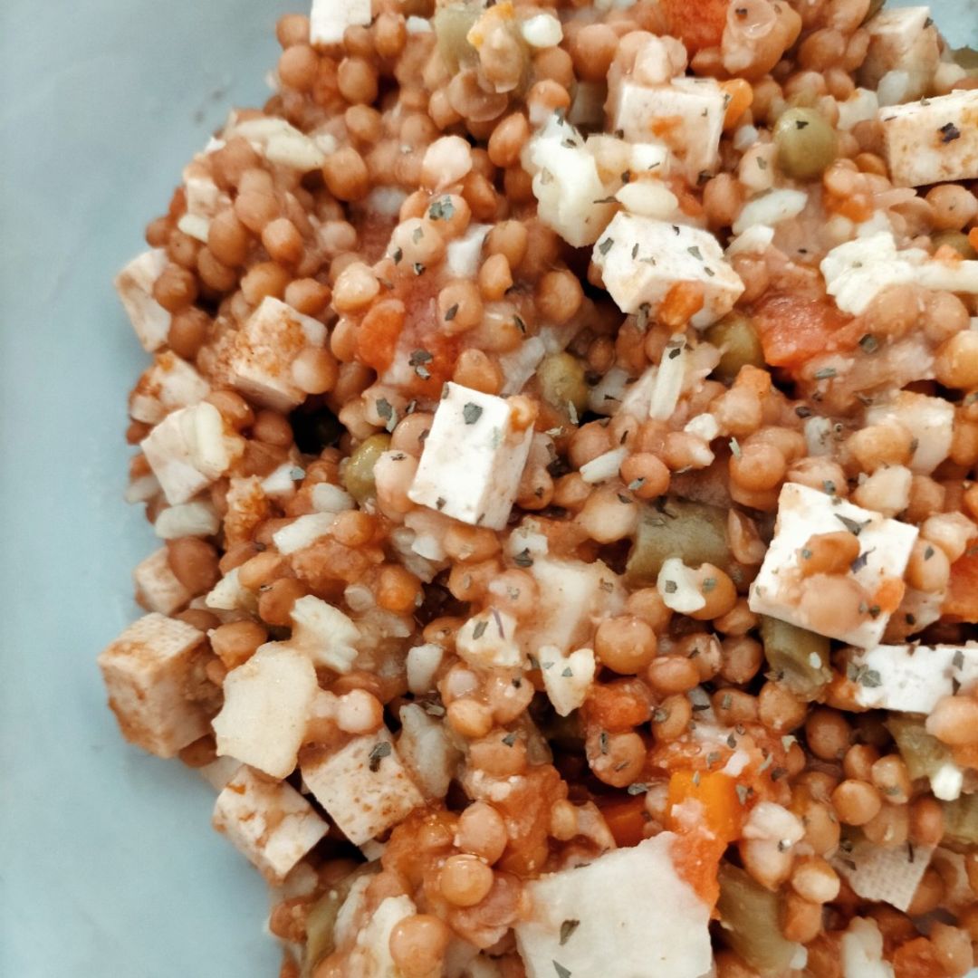 Lentejas templadas de bote con verduras y tofu Paso 3 Lentejas templadas de bote con verduras y tofu Paso 3