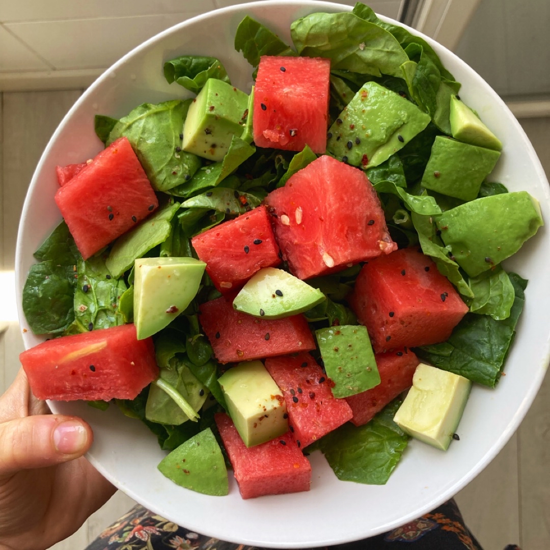 Ensalada de sandía y espinaca