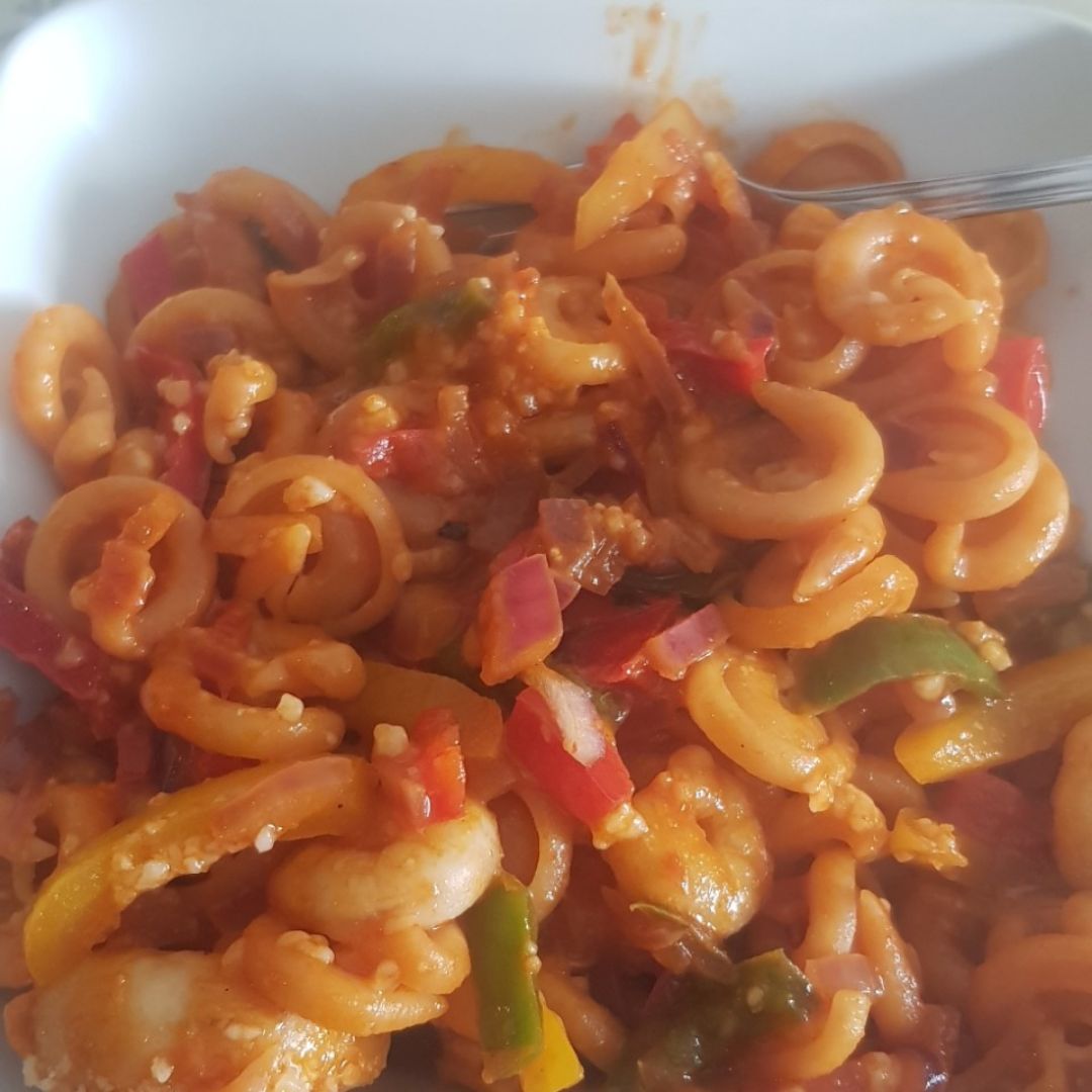 Lentejas con pimientos y gambas Lentejas con pimientos y gambas