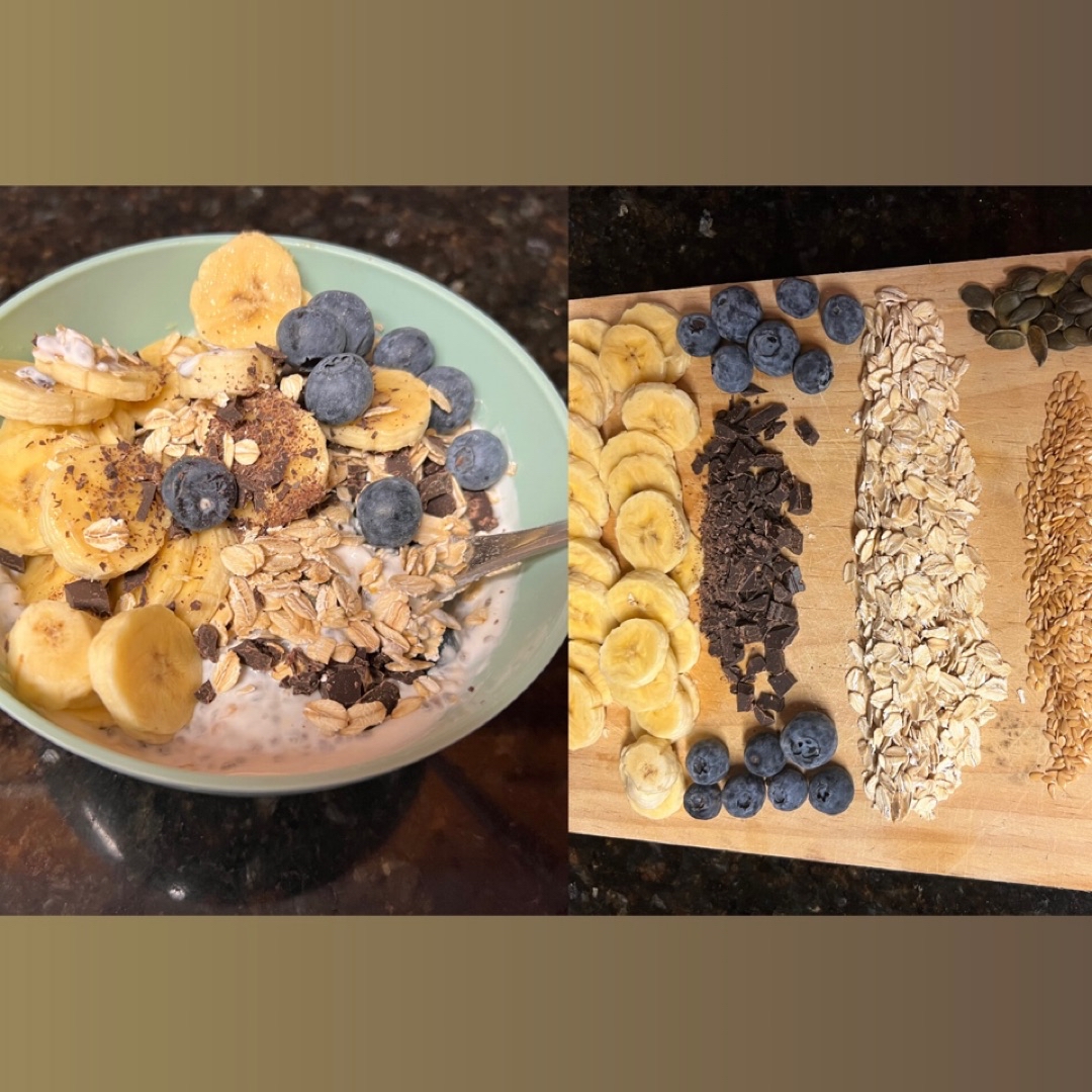 Avena con yogur, semillas y fruta. Avena con yogur, semillas y fruta.
