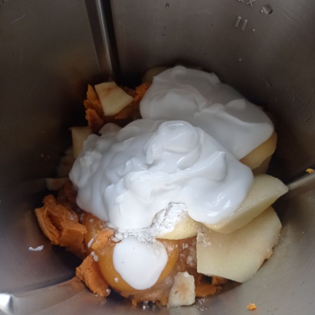 Bizcocho de boniato prebiótico 🍠 pera 🍐 y coco 🥥 Paso 0 Bizcocho de boniato prebiótico 🍠 pera 🍐 y coco 🥥 Paso 0
