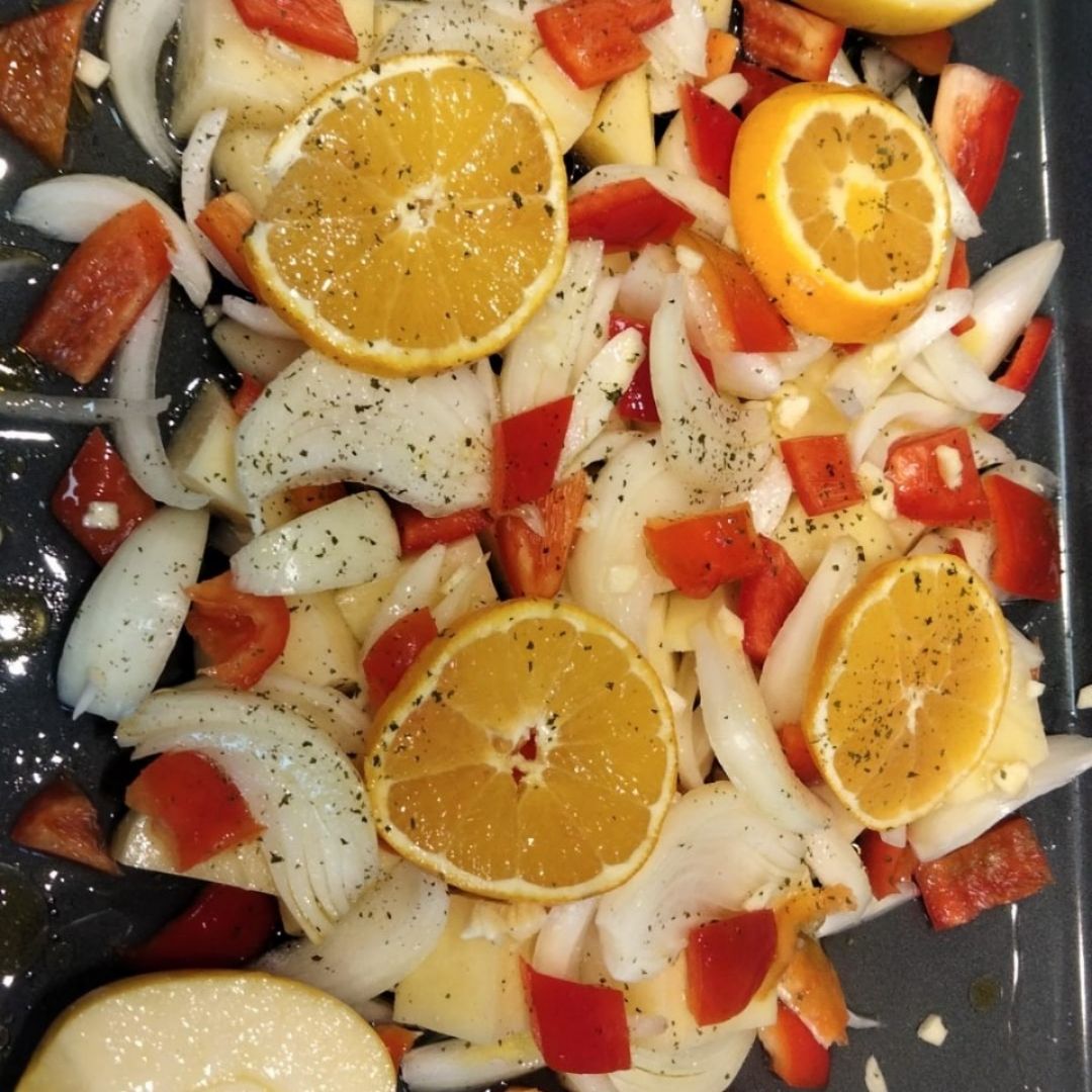 Pollo asado con manzana y naranja Paso 0 Pollo asado con manzana y naranja Paso 0
