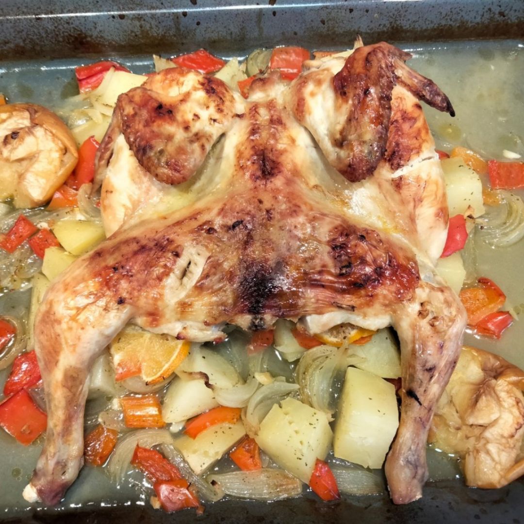 Pollo asado con manzana y naranja Paso 2 Pollo asado con manzana y naranja Paso 2