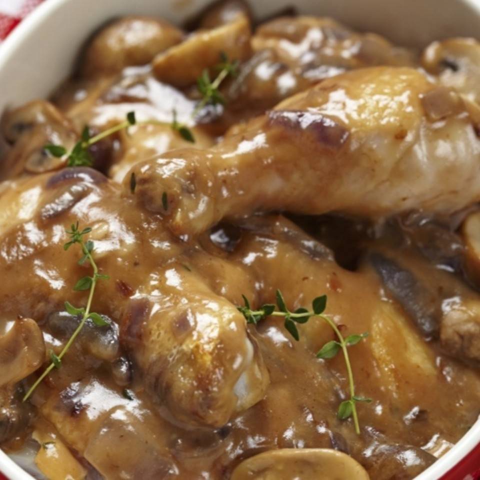 Pollo con salsa de champiñones al curry Pollo con salsa de champiñones al curry