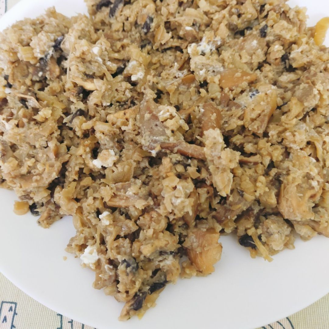 Risotto de coliflor con setas y queso de cabra Risotto de coliflor con setas y queso de cabra