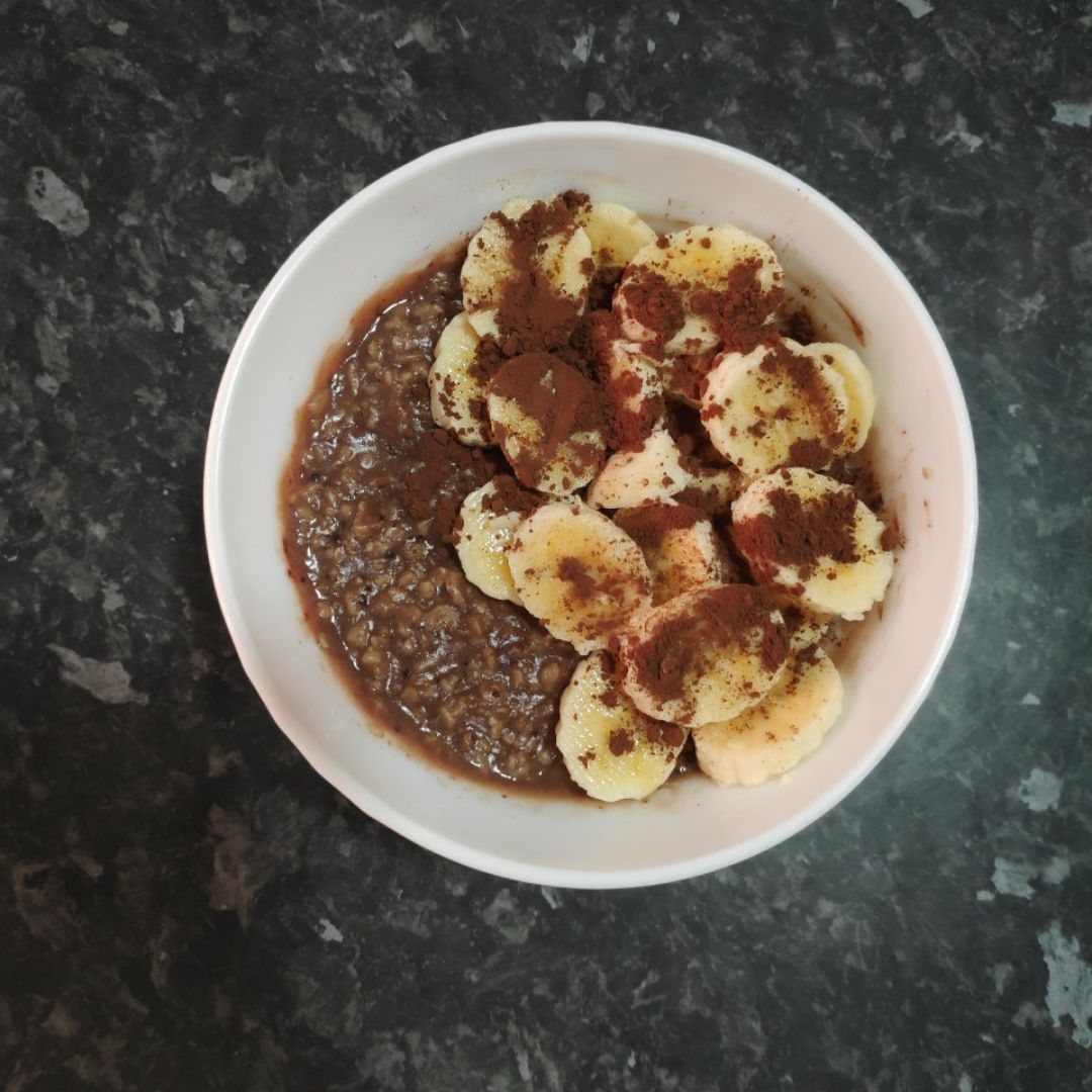 Porridge de cacao con plátano Porridge de cacao con plátano