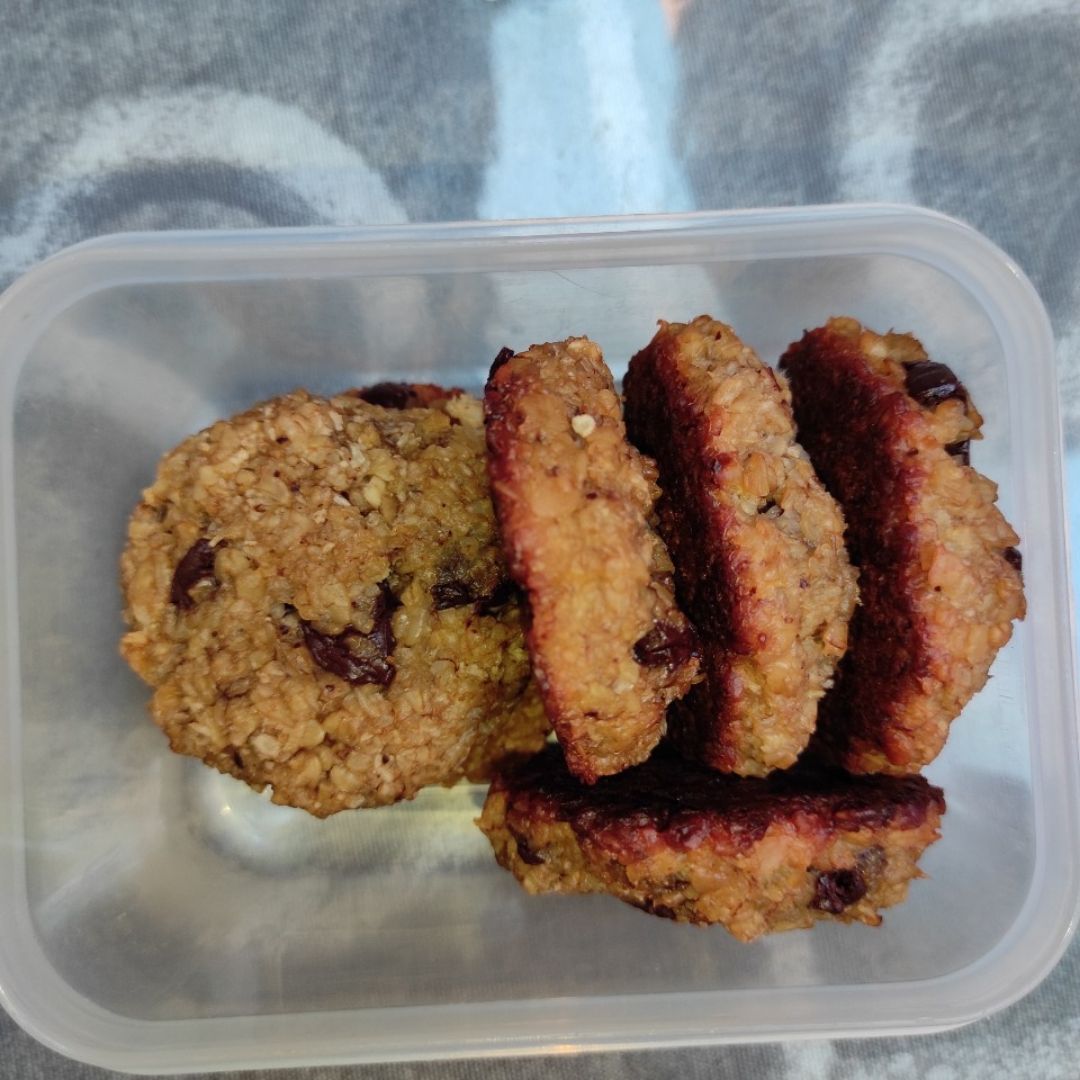 Galletas de avena, plátano y chocolate