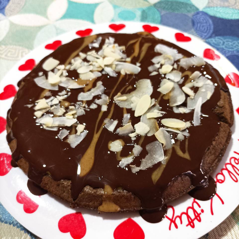 Gofre relleno de mango con cobertura de chocolate Gofre relleno de mango con cobertura de chocolate