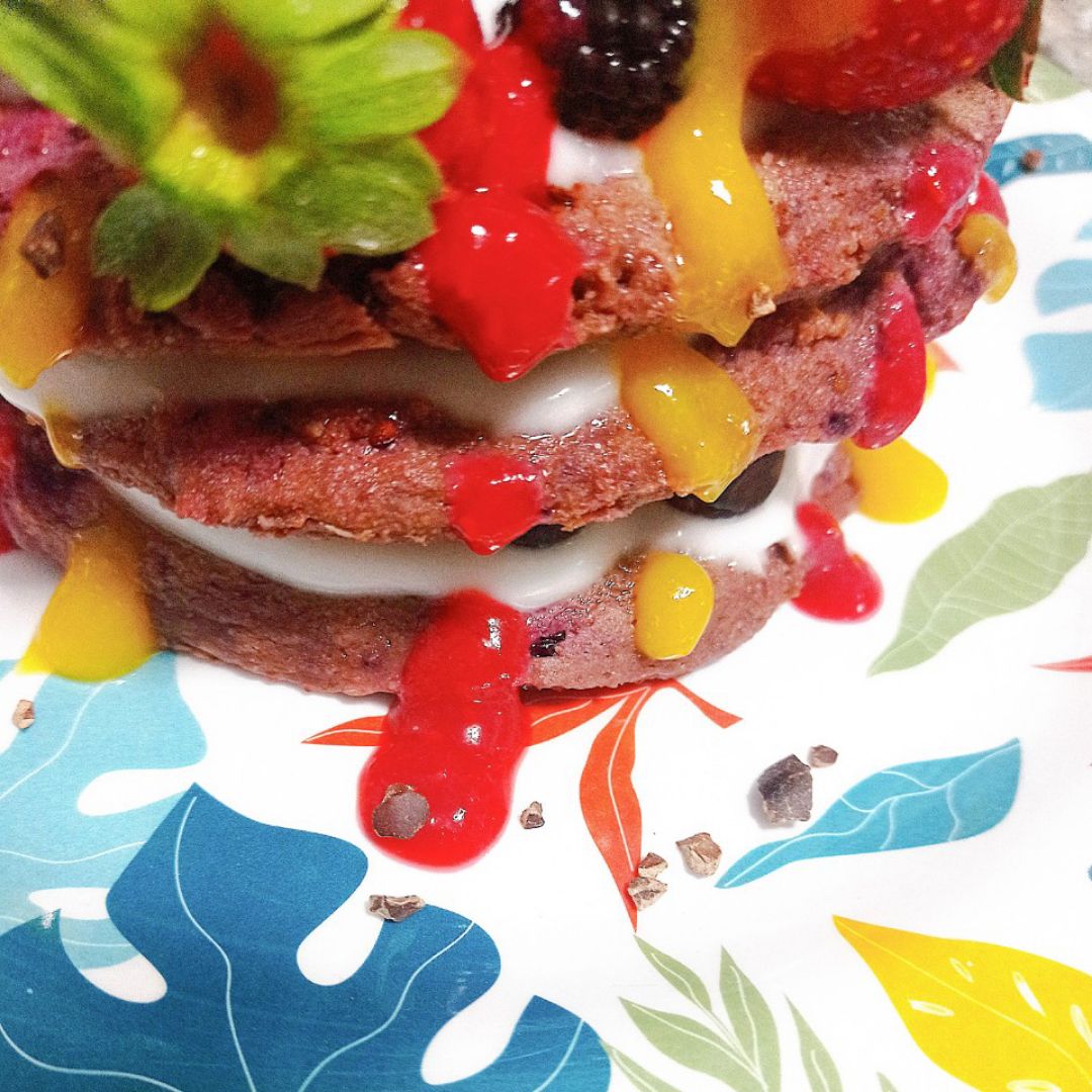 Tortitas 🥞 de mango 🥭 y moras 💜 veganas 💚 Paso 5 Tortitas 🥞 de mango 🥭 y moras 💜 veganas 💚 Paso 5