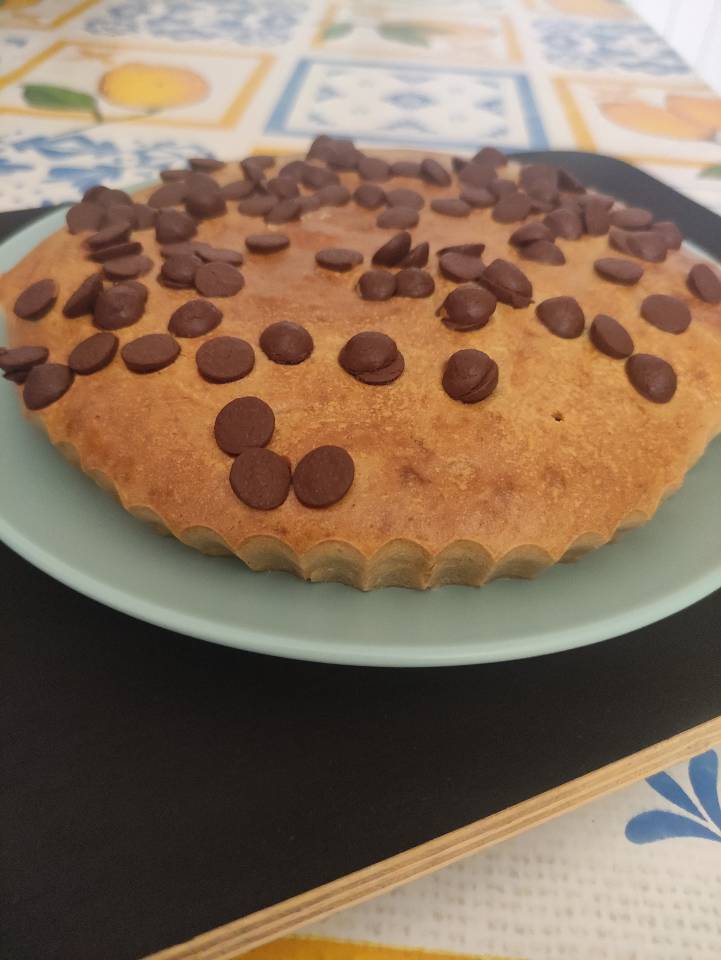 Blondie de plátano y crema de cacahuete.