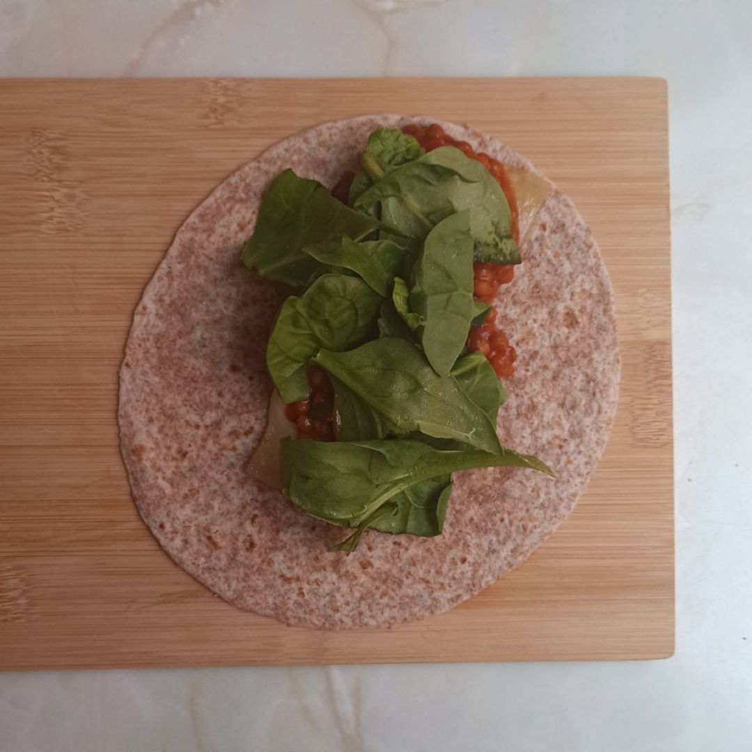 Fajita con pisto de lentejas Fajita con pisto de lentejas