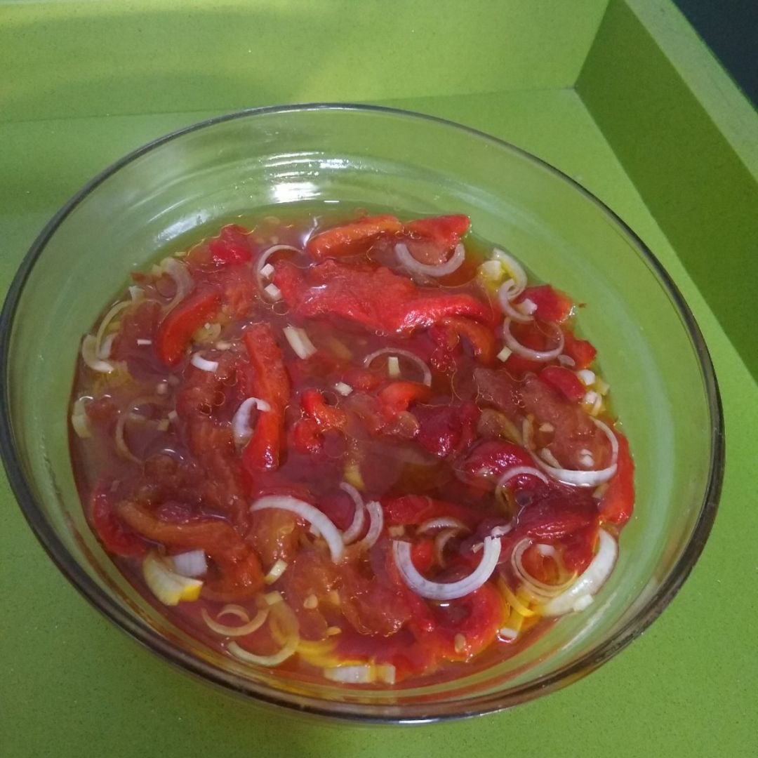 Pimientos asados aliñados Paso 5 Pimientos asados aliñados Paso 5