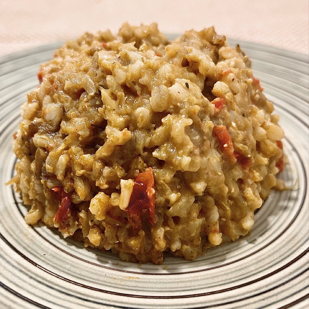 Arroz integral al pesto y scamorza Arroz integral al pesto y scamorza