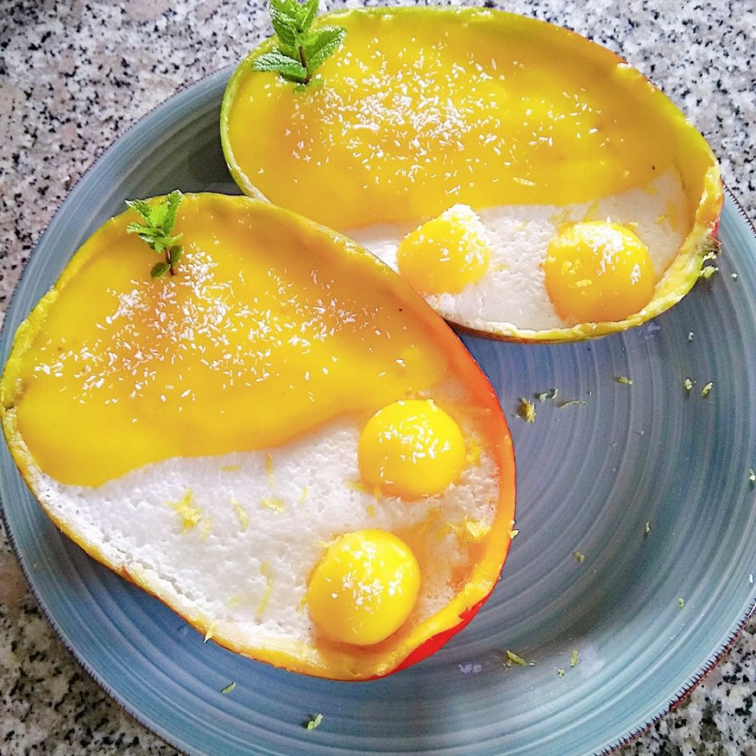 Mangos rellenos con mousse de coco 💛🍚