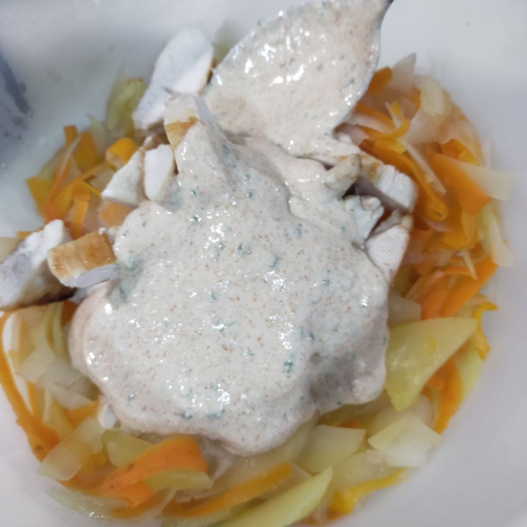 🍈 Ensalada templada de kohlrabi, zanahoria y pollo Paso 3 🍈 Ensalada templada de kohlrabi, zanahoria y pollo Paso 3