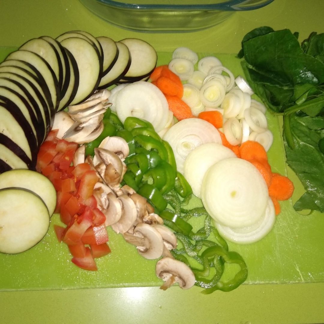 Lasaña verduras con huevo Paso 0
