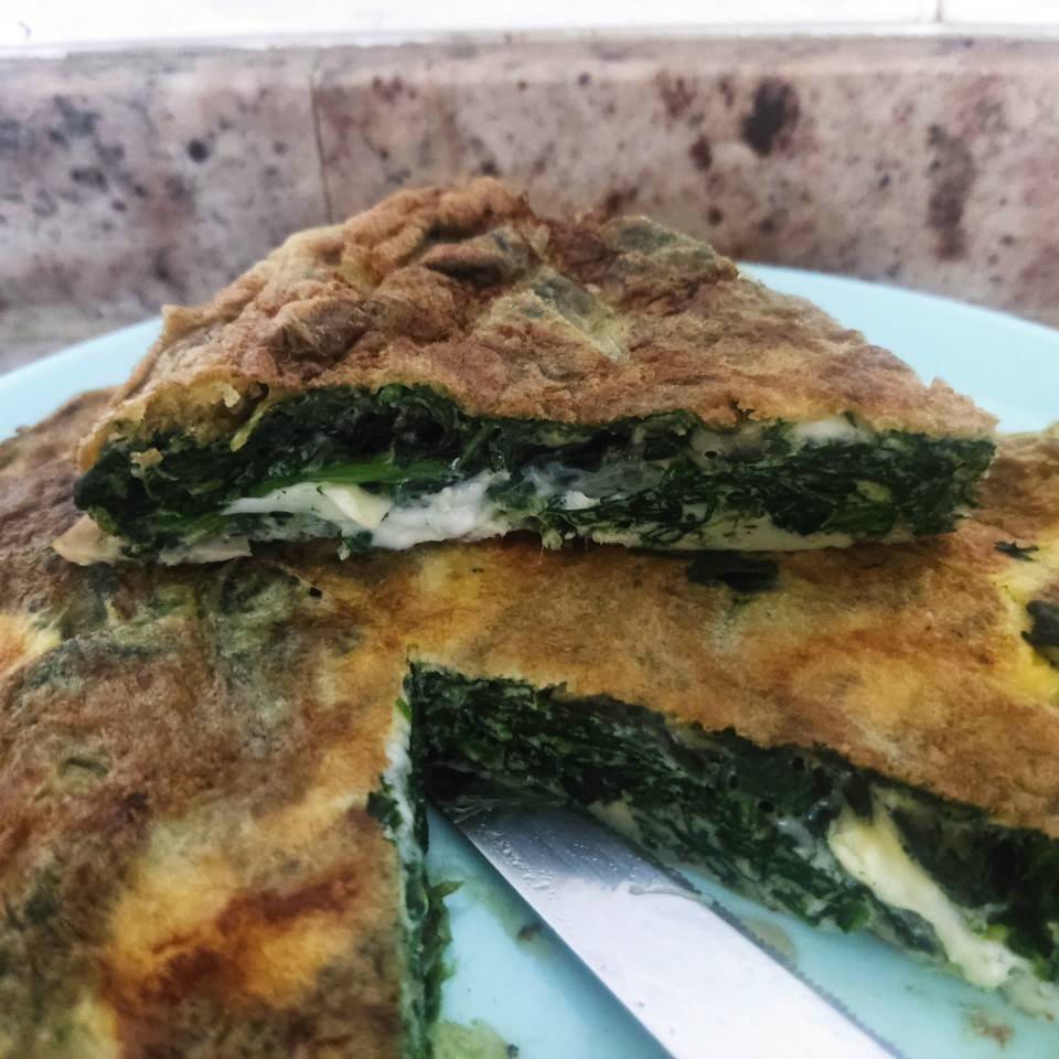 Tortilla de espinacas y queso Tortilla de espinacas y queso