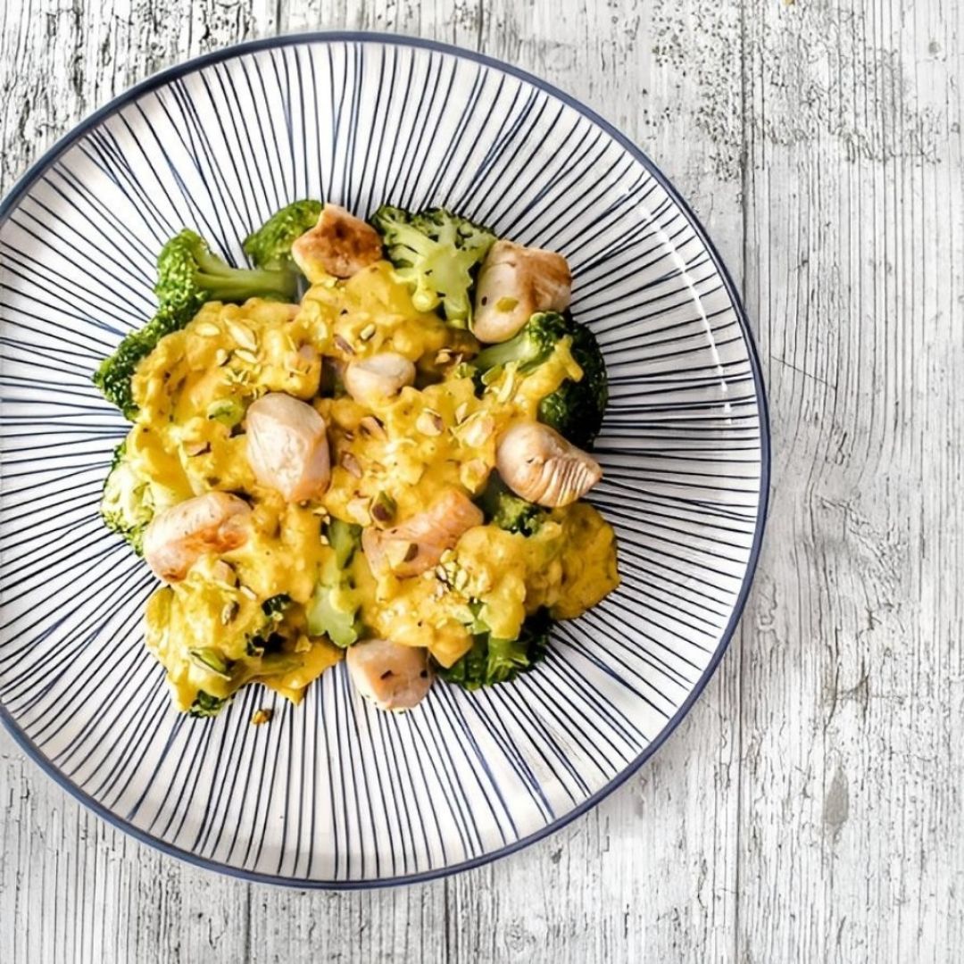 Brócoli con pollo en salsa de mostaza y pistacho Paso 6 Brócoli con pollo en salsa de mostaza y pistacho Paso 6