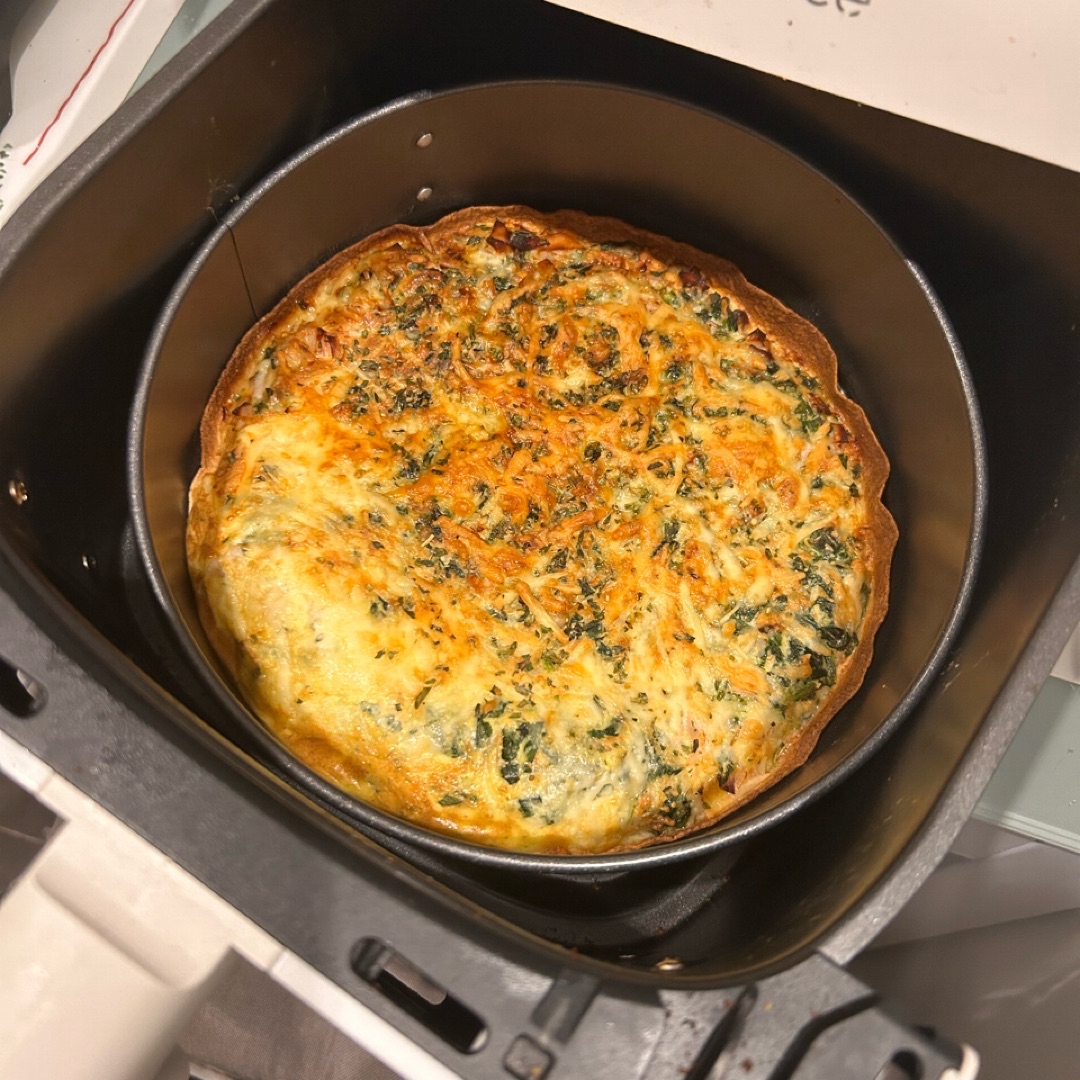 Quiché de Espinacas y Pavo en Airfryer Paso 5 Quiché de Espinacas y Pavo en Airfryer Paso 5