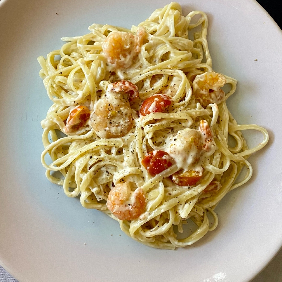 Spaghettis con langostinos Spaghettis con langostinos