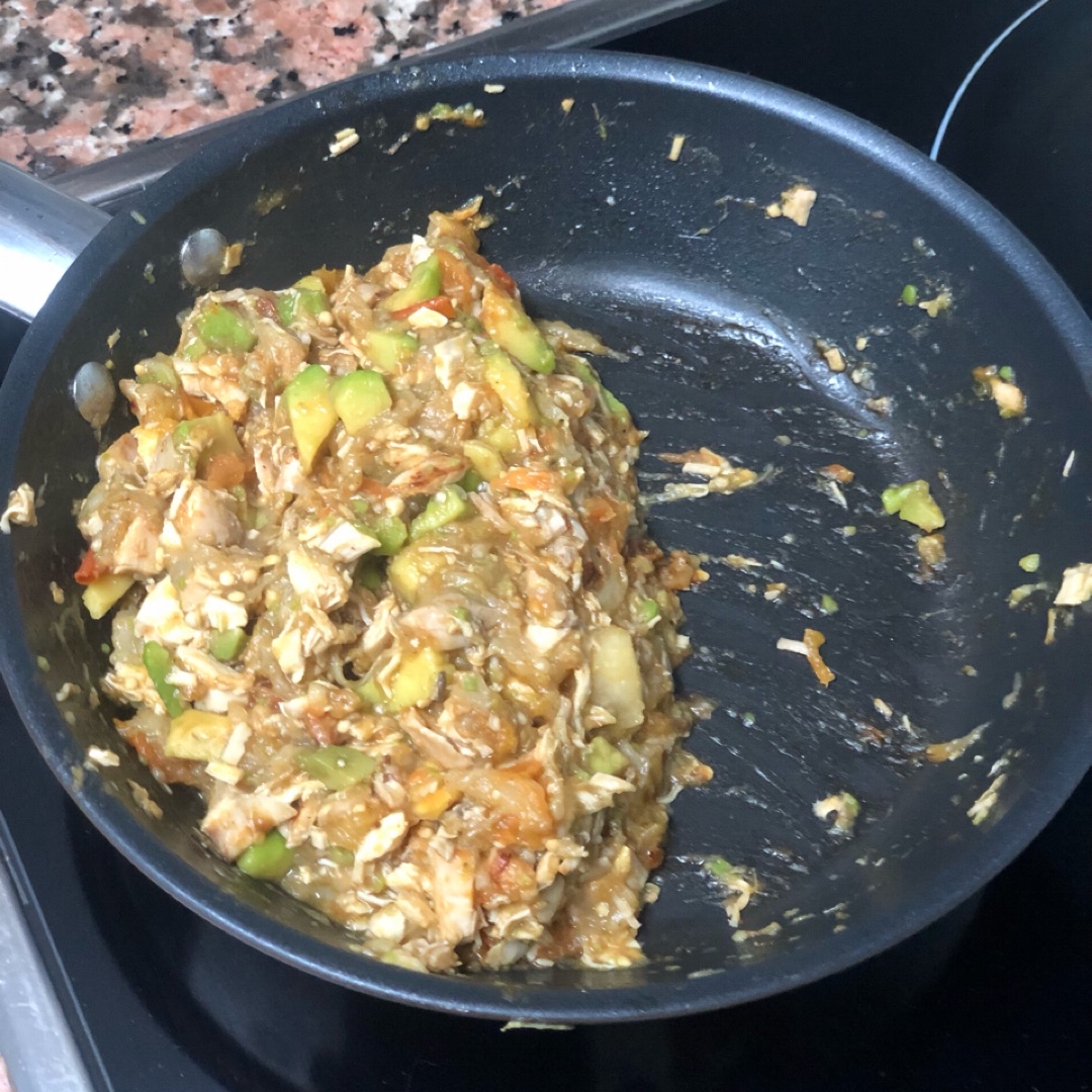 Berenjena rellena de pollo Paso 4 Berenjena rellena de pollo Paso 4